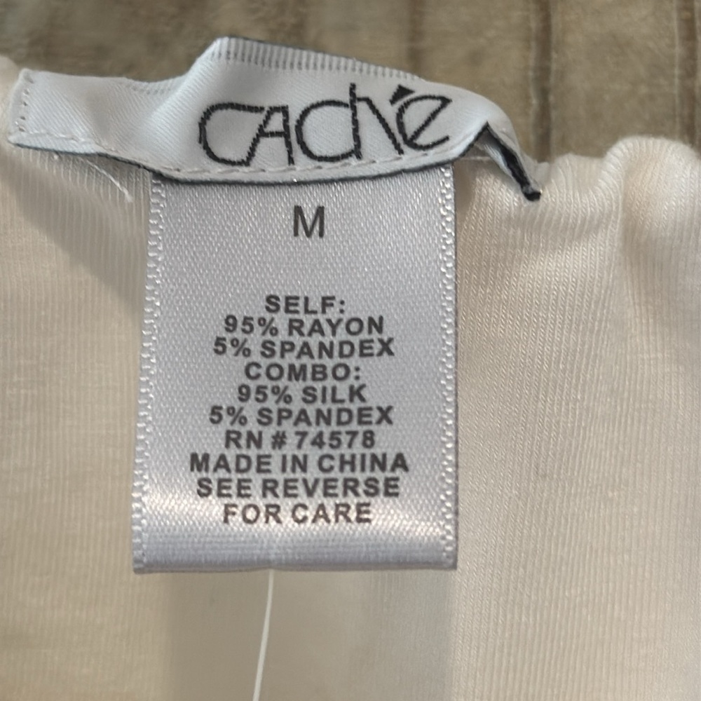 NWT Cache Ivory Ruched Satin Fitted Top w/ Spaghetti Straps - Picture 5 of 10